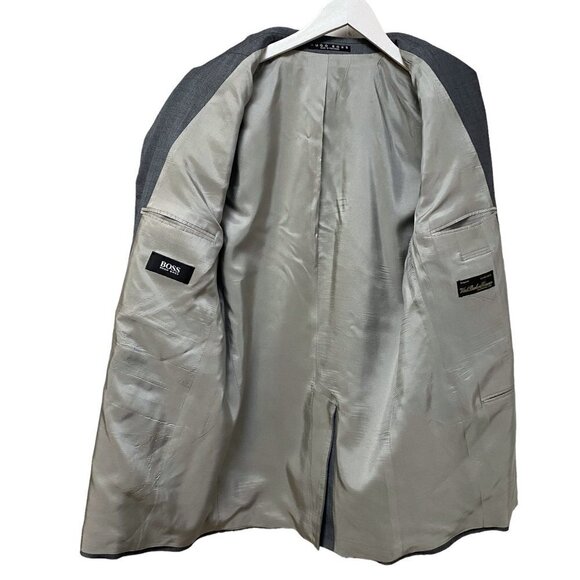 HUGO BOSS Mens Jacket 42R Light Wool Blazer Blue Gray Sport Coat - Picture 7 of 11